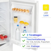Refrigerador con congelador Bomann® de 143 cm de altura | Frigorífico combi de 175 L con 3 estantes y 3 cajones | Sentido de apertura de puerta reversible | Frigorífico combi silencioso de 39 dB | Frigorífico KG 322.1 aspecto inox
