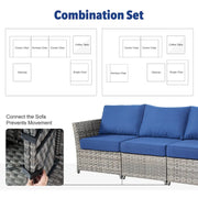 Set de muebles de exterior para patio XIZZI de 13 piezas de mimbre con fogata