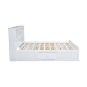 Cama de plataforma de madera King Size FAMYYT con cabecero de almacenamiento múltiple, USB y cajones, fácil montaje