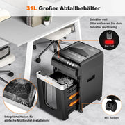 Destructora de papel bonsaii AutoFeed 200 hojas P4 microcorte 60 min, depósito extraíble de 31 L, silenciosa 58 dB C283