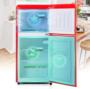 Refrigerador con congelador Merax, combinación frigorífico-congelador, frigorífico pequeño con 51L y congelador de 21L, silencioso, LED, estantes de vidrio, cajón para verduras, estantes en la puerta, para cocina, sala de estar, oficina, negro