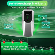 AWESAFE Cargador de Coche Eléctrico 7kW, 32A Tipo 2 - Enchufe CEE P17 Portátil EV Cargador Estación de Carga Móvil/Wallbox Ajustable 6-32A | 7,4kW | 8 Metros