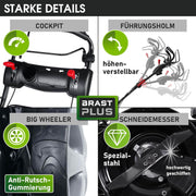 Cortacésped de gasolina BRAST® Trike con tracción | 5,2kW (7CV) | 53cm de ancho de corte | muchos modelos | TÜV | motor OHV de 4 tiempos | 30-80mm de altura de corte | 60L de saco de recogida | carcasa de acero | velocidad