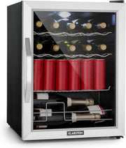 Mininevera Klarstein con puerta de cristal para habitaciones, refrigerador de bebidas con estantes ajustables, pequeño de 80 litros, frigorífico silencioso para interiores/exteriores