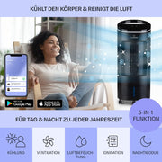 Enfriador de aire Klarstein con refrigeración por agua, enfriador evaporativo 4 en 1 silencioso, humidificador, ventilador y modo nocturno, aire acondicionado portátil de 7 L, enfriador de aire de 65 W, flujo de aire refrigerante de 330 m³/h