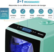 AIRMSEN Mini Lavavajillas de Encimera, 5+1 Programas, Depósito de Agua de 5L, Control Táctil y Pantalla LED, Adecuado para Cocinas Familiares, Apartamentos y Dormitorios, Verde
