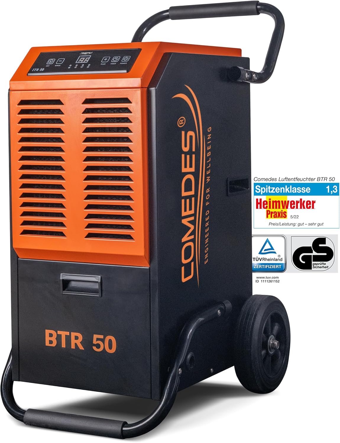 Deshumidificador Comedes BTR 50 (máx. 51 litros / 24h) adecuado para habitaciones y sótanos de hasta 100 m² / 230 m³