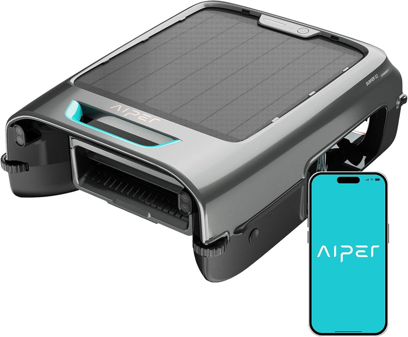 AIPER EcoSurfer S2 Robot Skimmer Solar para Piscinas, Robot de Piscina Inalámbrico con Aplicación, Limpieza de Superficie 24/7, Carga Solar y por Red, Detección Inteligente de Obstáculos, Filtro de 150 µm