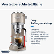 De'Longhi Dedica Style EC 685.M – Cafetera espresso de bomba tradicional, con espumador de leche profesional, solo 15 cm de ancho, para café molido o monodosis ESE, depósito de 1 l, plata