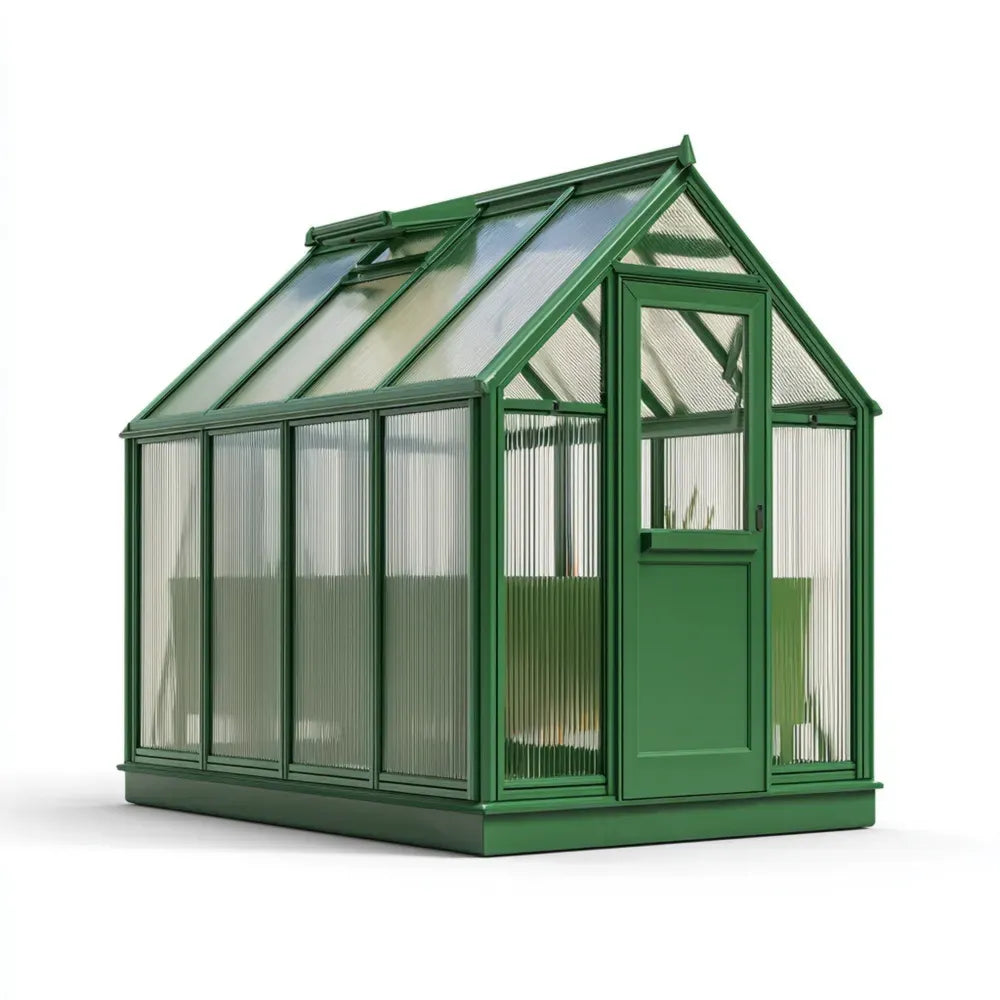 Invernadero de aluminio con placas de policarbonato - Verde