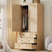 Armario ropero COZONY con 3 cajones y 2 puertas, clóset de madera moderno para dormitorio, armario de pie resistente de color blanco