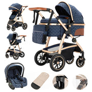 Cochecito 3 en 1 Gcarebb, silla de paseo con portabebés, cochecito completo con altura ajustable, cochecito combinado con marco de aluminio para recién nacidos de 0 a 4 años