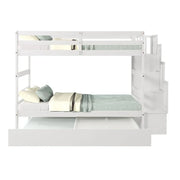 Literas gemelas sobre gemelas con cama nido individual y función de almacenamiento en escalera, color gris