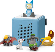Toniebox Extrapack – Toniebox Starterset Azul con Kreativ-Tonie + 4 figuras sonoras Héroes animales de Disney, reproductor de audio para audiolibros y canciones, caja de música inalámbrica con radioteatro de Disney