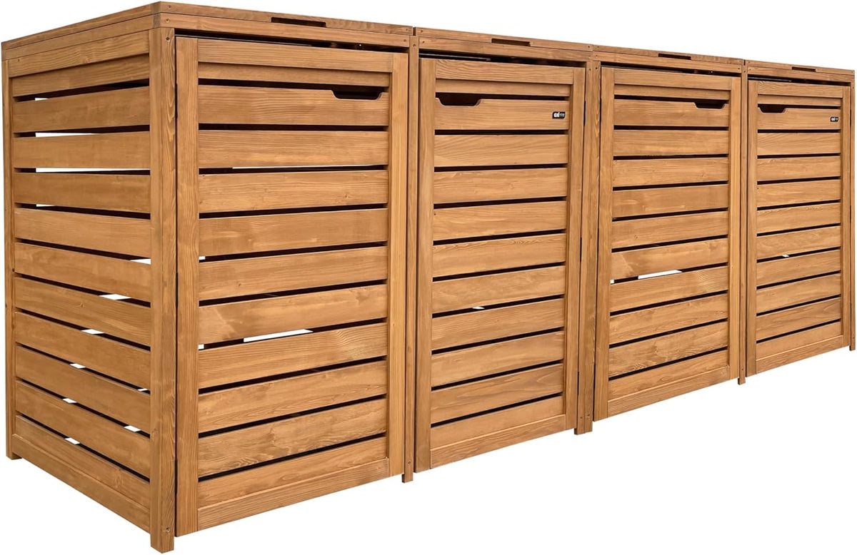 AXI Lex Cubrecontenedor de madera marrón | Cubierta para 4 cubos de basura - 240-960L | Caja para cubos de basura/Caja de almacenamiento