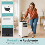 Acondicionador de aire portátil SereneLife, aire acondicionado tipo pingüino 7000 BTU, 2,05 kW / 1,9 kW, 2050 W refrigeración/1900 W calefacción, compacto con pantalla y kit de ventana