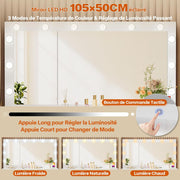 TRIUMPHKEY Tocador con espejo grande y regleta, 12 bombillas LED ajustables, mesa de maquillaje con 7 cajones, almacenamiento de joyas, cómoda grande moderna de 120x40x140 cm, blanco
