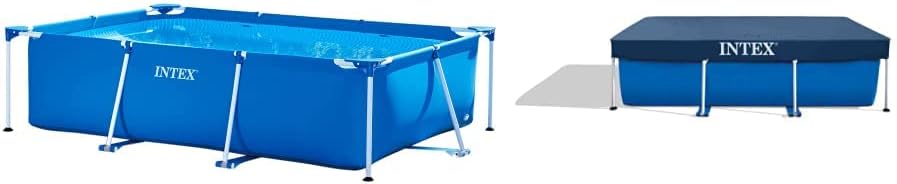 Intex 28271Np Piscina Desmontable Small Frame, 260 X 160 X 65 Cm, 2.282 Litros + 28038 Cobertor para Piscina Rectangular Prisma/Small Frame 300 X 200 Cm