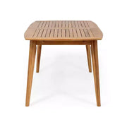 Conjunto de comedor de patio extensible de 7 piezas para exteriores con sillas apilables y mesa de madera de acacia