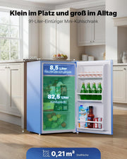 Upstreman 91L Mini-refrigerador con compartimento de enfriamiento rápido, 5 niveles de temperatura (0-10 ℃), eficiente energéticamente, funcionamiento silencioso de 41 dB, compacto y espacioso para dormitorio universitario/oficina, BR321-Azul