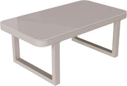 Conjunto de muebles de jardín para 7 personas, set de muebles de exterior para terraza y balcón con sofá de jardín y mesa de centro, grupo de asientos para salón de jardín con cojines, hierro galvanizado, beige