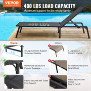 VEVOR Tumbona plegable, 182x60x88cm Sillas de playa de aluminio con 5 posiciones ajustables, tumbona de playa, sillas de descanso, tumbona de jardín, tumbona de relax, tumbona para terraza, playa, piscina, gris oscuro, 2 unidades