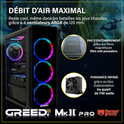Greed® MK2 Pro - PC Gamer de gama alta - Intel Core i7-12700F + Nvidia Geforce RTX 5070 - Ordenador rápido + PC Gaming 4K - 4,9 GHz - 32GB RAM DDR4 - Refrigeración líquida - 1TB SSD - WLAN + W11 Pro