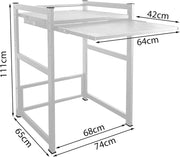 Estantería para lavadora QUICK STAR 74x65x111 cm con bandeja extraíble, color blanco, estante de pie, organizador de almacenamiento para secadora y baño