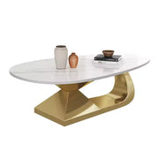 Mesa de centro con superficie de cerámica y base contemporánea de acero inoxidable, una pieza elegante y duradera para la sala de estar.