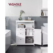 Armario de suelo VASAGLE, mueble de almacenaje con 3 cajones, armario independiente, estante ajustable, blanco