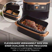 Freidora de aire Ninja Foodi FlexDrawer Dual Zone AF500EUCP 10,4 L con separador extraíble, 7 en 1, negro y cobre