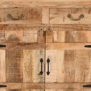 Consola de gabinete de 39 pulgadas estilo granja artesanal con 2 cajones de madera de mango y almacenamiento de 2 puertas, marrón rústico