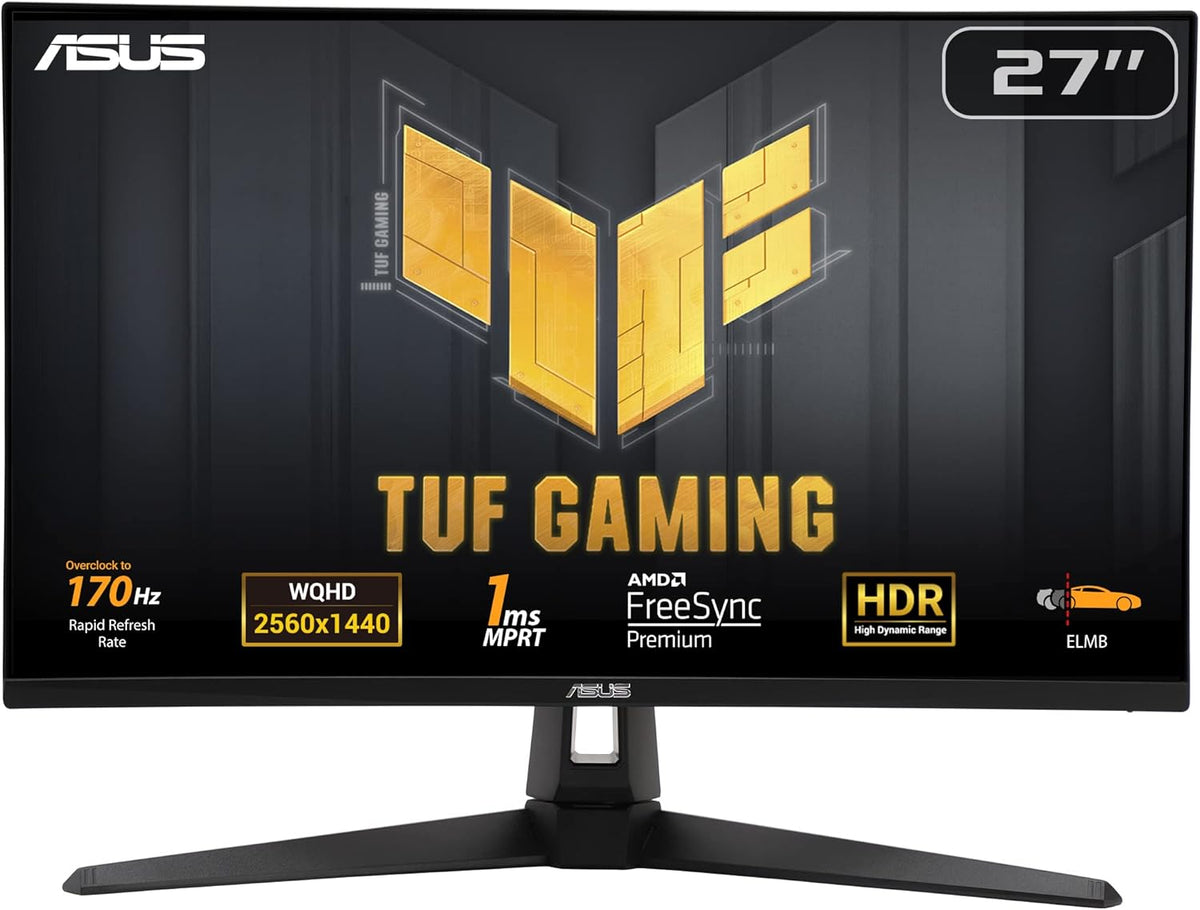 ASUS TUF Gaming VG27AQA1A ― Monitor Gaming 27" WQHD 2560 x 1440, 170Hz, tiempo de respuesta 1ms, Freesync Premium, Extreme Low Motion Blur, Shadow Boost, HDR, DisplayWidget Center