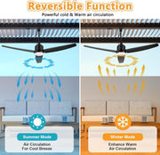 Ventilador de techo con iluminación y mando a distancia, resistente al agua IP65, ventilador de exterior regulable, lámpara de techo moderna con ventilador, ventilador silencioso con luz para dormitorio, balcón y exterior