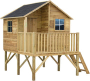 Casita de jardín para niños - Casa de juegos infantil para exteriores - De madera de pino cepillada e impregnada - Casita de juegos original y única