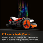 WORX LANDROID VISION WR216E.1, Robot cortacésped inalámbrico sin cable perimetral 1600 m² Sup. máx 1700 m², instalación en 30 min, cámara 4K + IA adaptativa, evita todos los obstáculos, corte de bordes, multizona