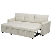 Sofá seccional reversible convertible con cama extraíble, chaise longue con almacenamiento oculto y patas duraderas