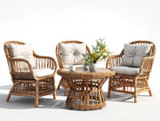 Conjunto de mesa y sillas de exterior de ratán 75x70x88 cm - madera natural/beige - diseño moderno