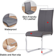 Juego de 4 sillas cantilever Merax, sillas de comedor con piel sintética PU y respaldo alto, estructura de metal cromado, silla de cocina moderna, silla tapizada para sala de estar y sala de conferencias, gris