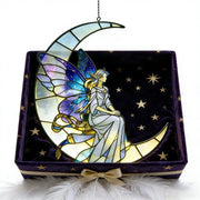 Atrapasueños de vidrieras de hada de la luna, decoración celestial para cuarto de niños