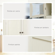 HOMCOM Aparador Mueble de Cocina Armario de Almacenaje con 4 Puertas, 2 de ellas de Cristal y 1 Cajón, 182,5 cm de Altura con Estantes Ajustables - Beige