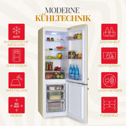 Frigorífico combi retro Amica 244 L 181 x 55 x 61,5 cm KGCR 387 101 B | 181 L frigorífico 63 L congelador, iluminación LED, descongelación automática, cristal de seguridad, botellero cromado, funcionamiento silencioso