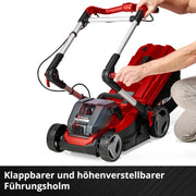 Cortacésped inalámbrico Einhell RASARRO 36/42 Kit Power X-Change (36V, 42 cm de ancho de corte, hasta 725 m², motor sin escobillas, caja colectora de 50L, función de mulching, incl. 2x 5,2Ah + 1x cargador doble)