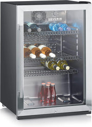 Frigorífico para botellas SEVERIN, con cerradura integrada e iluminación LED integrada, 118 L de capacidad útil, negro/plata, FSK 8840