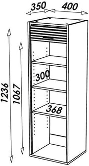 SIMMOB Armario con persiana 123,6 x 40 x 35 cm – armario alto estrecho con puerta de persiana – independiente o para montaje en pared – 3 estantes ajustables – armario de cocina aluminio mate