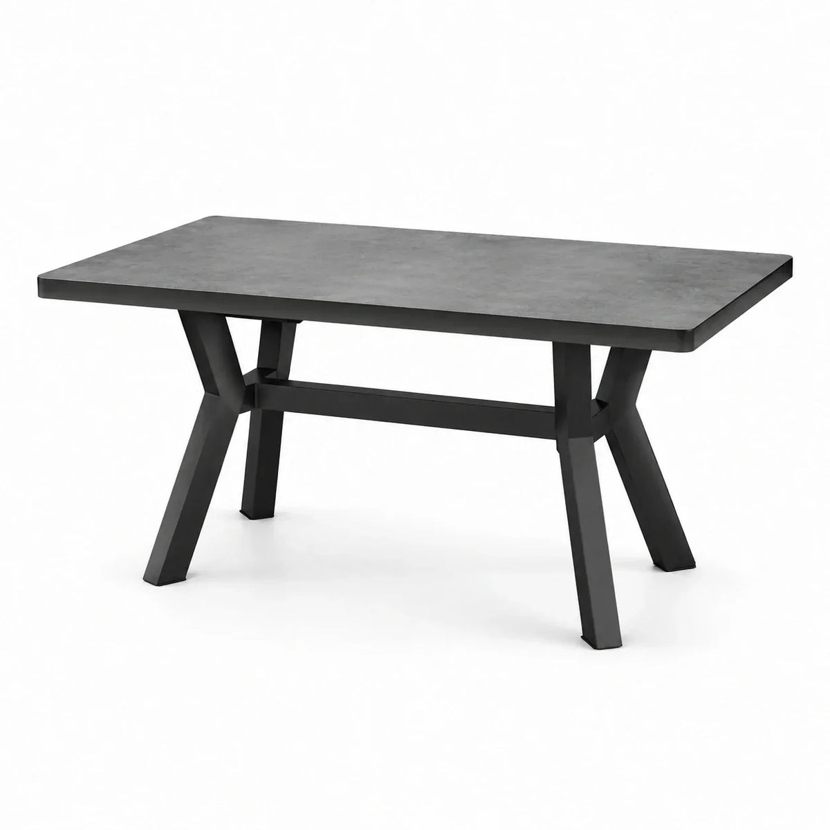 Mesa de jardín rectangular de aluminio y cerámica, negra
