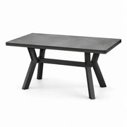 Mesa de jardín rectangular de aluminio y cerámica, negra
