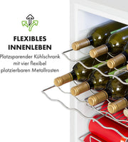 Mininevera Klarstein con puerta de cristal para habitaciones, refrigerador de bebidas con estantes ajustables, pequeño de 80 litros, frigorífico silencioso para interiores/exteriores