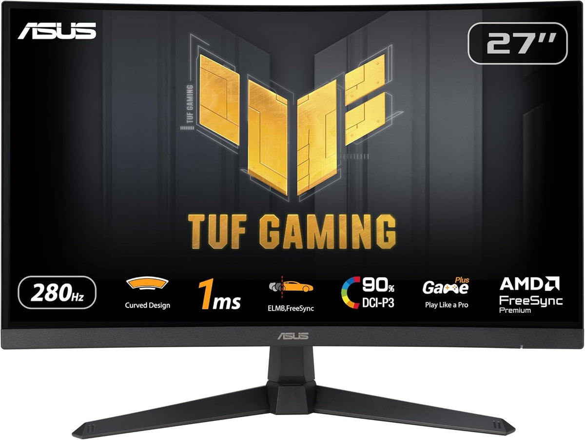 Monitor de juego ASUS TUF Gaming VG27VQM1B – 27 pulgadas Full HD, curvado, 280Hz, ELMB, tiempo de respuesta de 1ms, FreeSync Premium, 90% DCI-P3, DisplayWidget Center