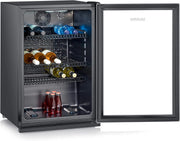 Frigorífico para botellas SEVERIN, con cerradura integrada e iluminación LED integrada, 118 L de capacidad útil, negro/plata, FSK 8840